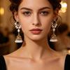 Bohemian Ethnic Pearl Bell Tassel Earrings - Retro Exotic Scenic Style