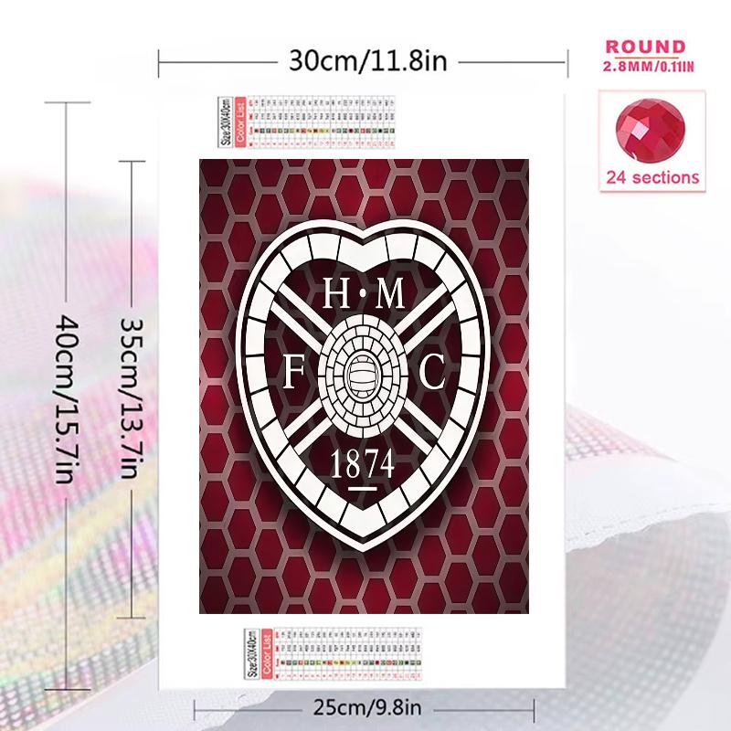 Heart of Midlothian FC Pattern 3pcs 100% Round Full Drill 5D DIY Diamond Painting Embroidery Cross Stitch Rhinestone Décor