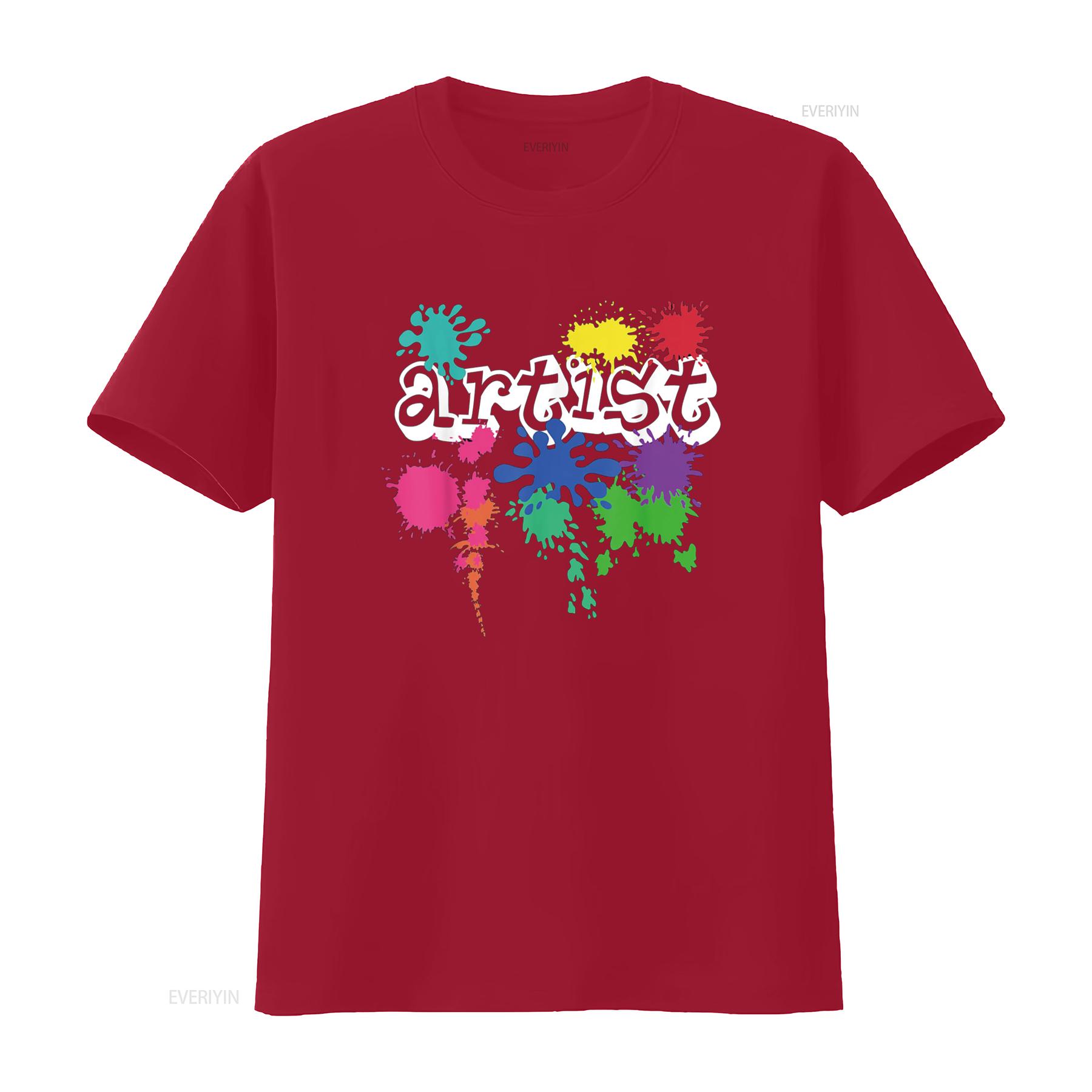 Artist Paint Splatter Artistic Top Funny Creative Art T Shirt vintage Washed Unisex fashion Soft designer clothes streetwear S