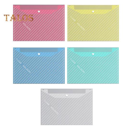 20Pcs Document Bag A4 Size Plastic Wrap Waterproof File Folders Translucent Snap Button Bright Color Scratch-resistant File Organizers