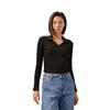Calvin Klein Minimalist Embroidered Slim Fit Polo Neck Long Sleeve T-Shirt Women Tops Space-Black J224946
