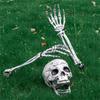 Halloween Skull Hand Arm Yard Stake Lifelike Skeleton for Head Figurine Garden Decoration Haunted House Props