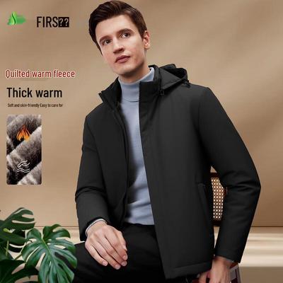 FIRS Men's Fleece Lined Thick Jacket with Detachable Hood