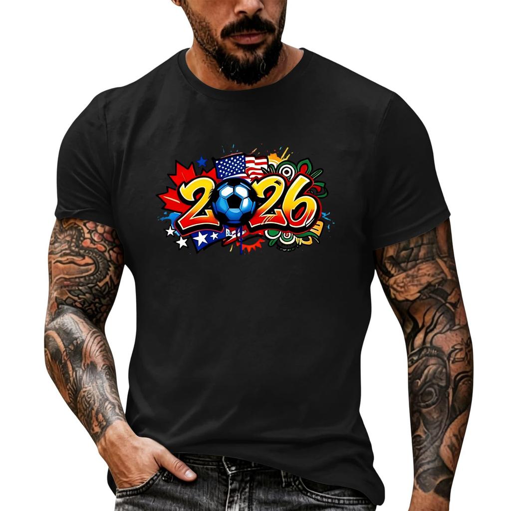 Men’s Loose Fit 2026 Printed Crew Neck Short Sleeve T Shirt Oversized tshirts for men big and tall shirts for men mens polo shirts short sleeve