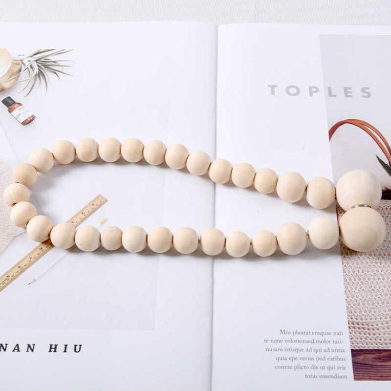 1Pcs Graduated Natural Wood Bead Curtain Tieback Boho Style Curtain Holdback for Farmhouse Living Room Decoration