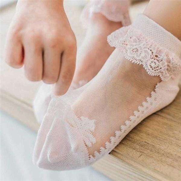 Adorable Baby Socks Lace Floral Design Non-Slip Cotton Toddler Socks for Newborns Unisex 0-5 Years Old