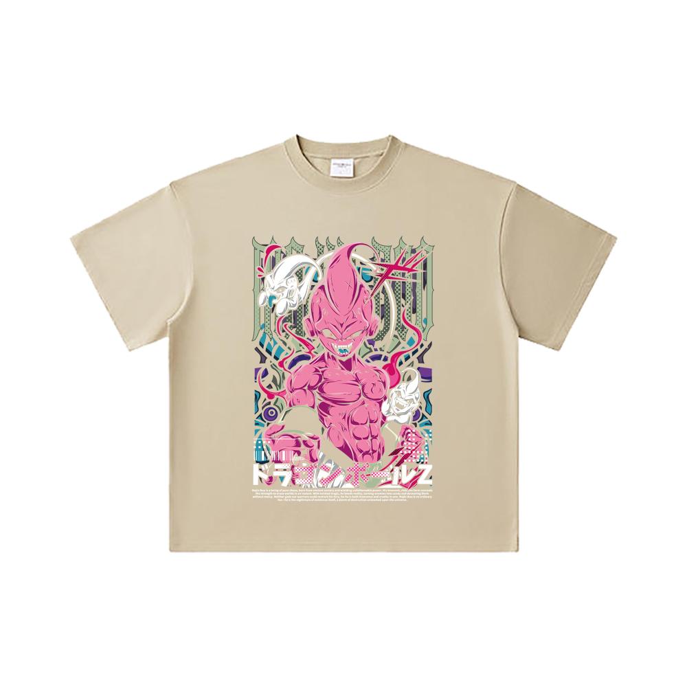 260 GSM Double Yarn 32 Count 100% Cotton Dragon Ball V67 Majin Buu Print Unisex Heavy Cotton T Shirt
