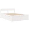 VidaXL Bed Frame with Drawers White 140x190 Cm Solid Pine Wood, Bedroom Furniture, Slatted Base, Wooden Bed, 3282355