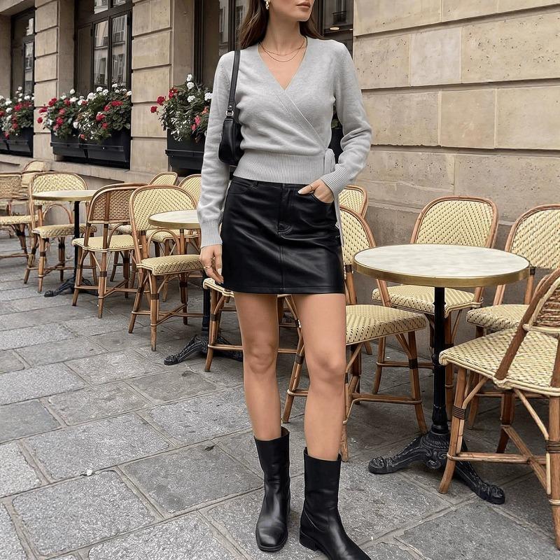 Women S V Neck Long Sleeve Knit Cardigan Sweater Cross Strap Spring Autumn