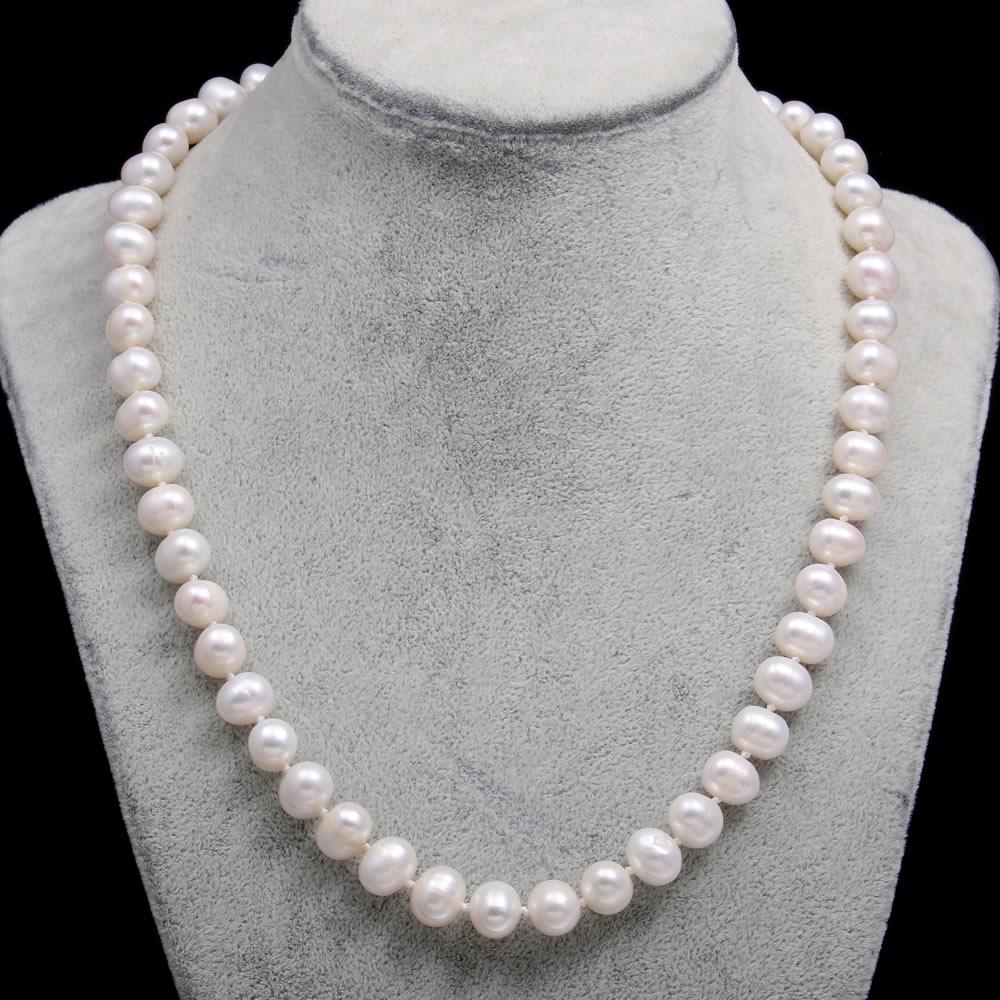 

Женское жемчужное ожерелье, ювелирные изделия из искусственного жемчуга для элегантных женщин, романтический подарок на день рождения 45 см 9-10mm белый
