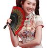 Vintage Feathered Pattern Handheld Fan Wood Folding Fan Vintage Folding Hand Fan for Women Weddings and Dance Parties