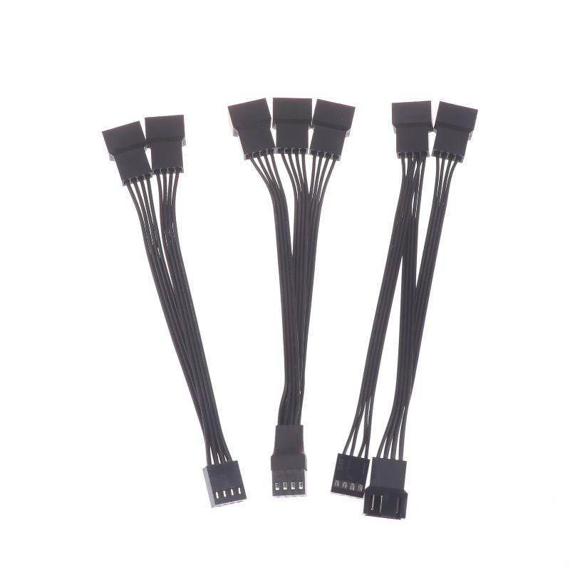4Pin Pwm Fan Cable 1 To 2/3 Ways Splitter Black Sleeved Extension Cable Connector Pwm Extension Cables