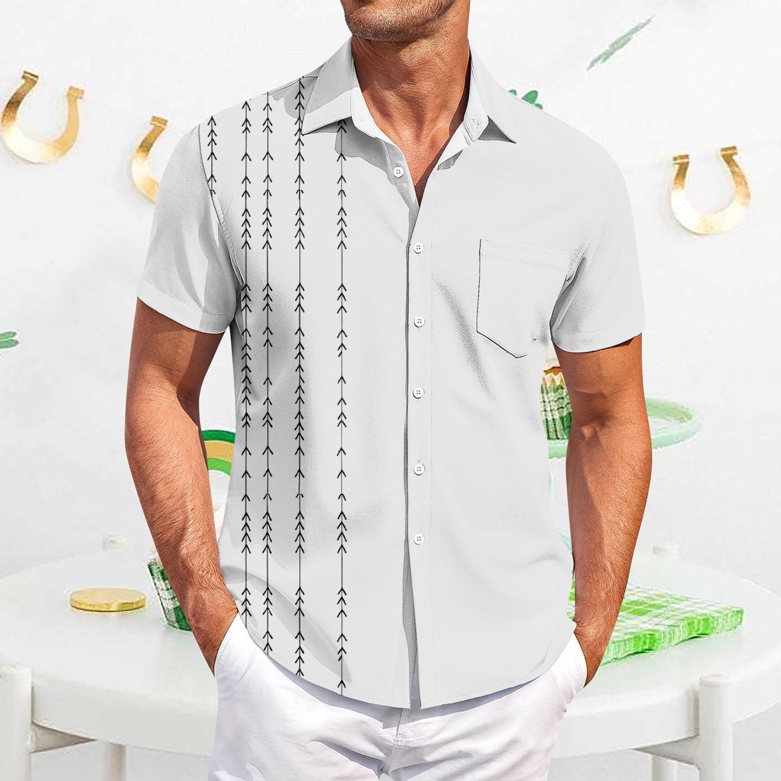 

Мужская повседневная рубашка с короткими рукавами, облегающая, стильная, с мужским принтом XL белый