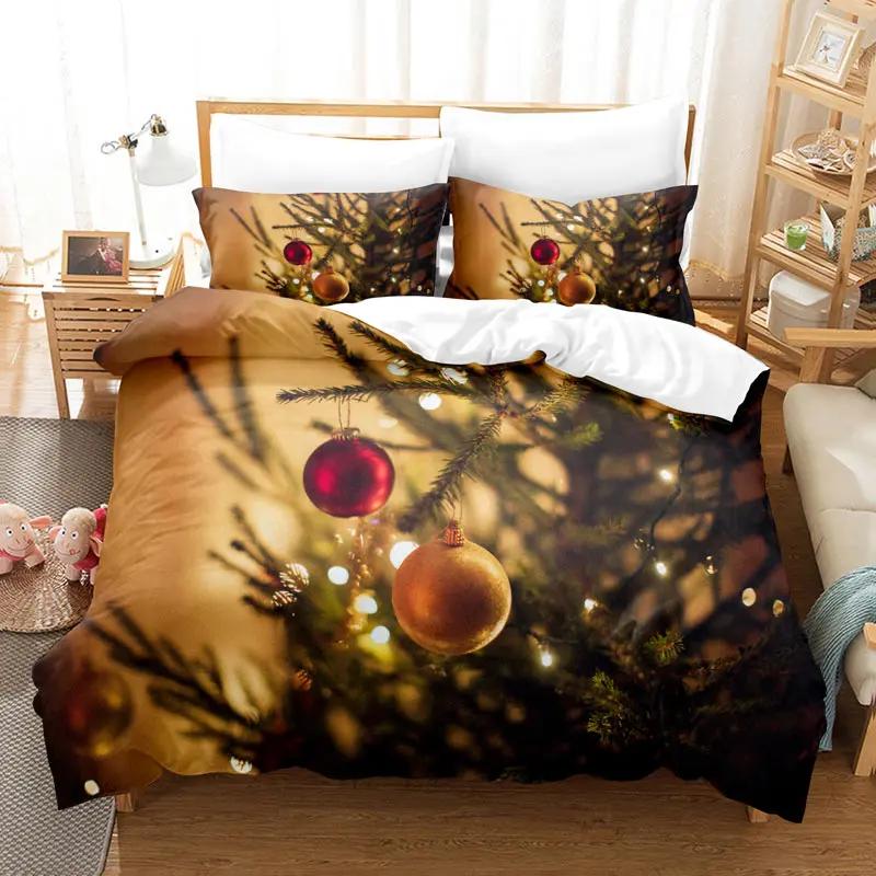 Christmas Bedding Set Duvet Cover Polyester Comforter Cover Pillow Case 3D Queen King Double Full Twin Single 3PCS 2PCS Bedroom