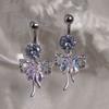 Exquisite Flash Zircon Bowknot Stainless Steel Belly Button Rings For Women  Piercing Navel Rings Sexy Body Jewelry Gifts