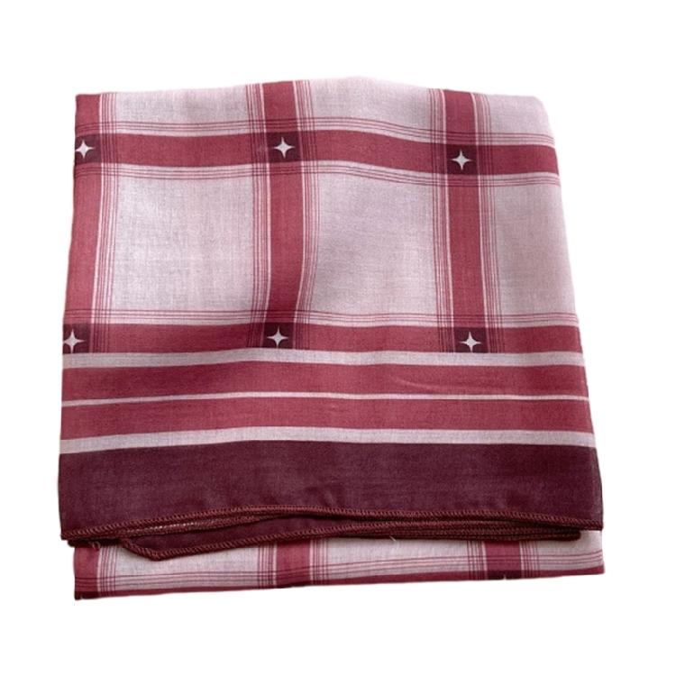 

Stylish Checkered Square Scarf Thin Cotton Fabric Multipurpose Neckwear Foldable Travel Accessory 70x70cm червоний
