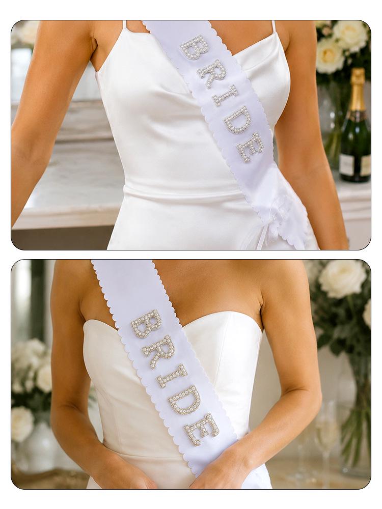 European & American Bridal Pearl Lace Satin Wavy Edge Etiquette Ribbon