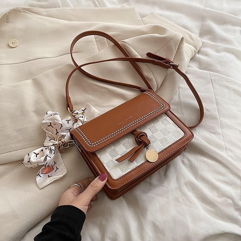 Стильная Цветная Мягкая Маленькая Сумка для Женщин Модная Повседневная Сумка-Кроссбоди коричневый