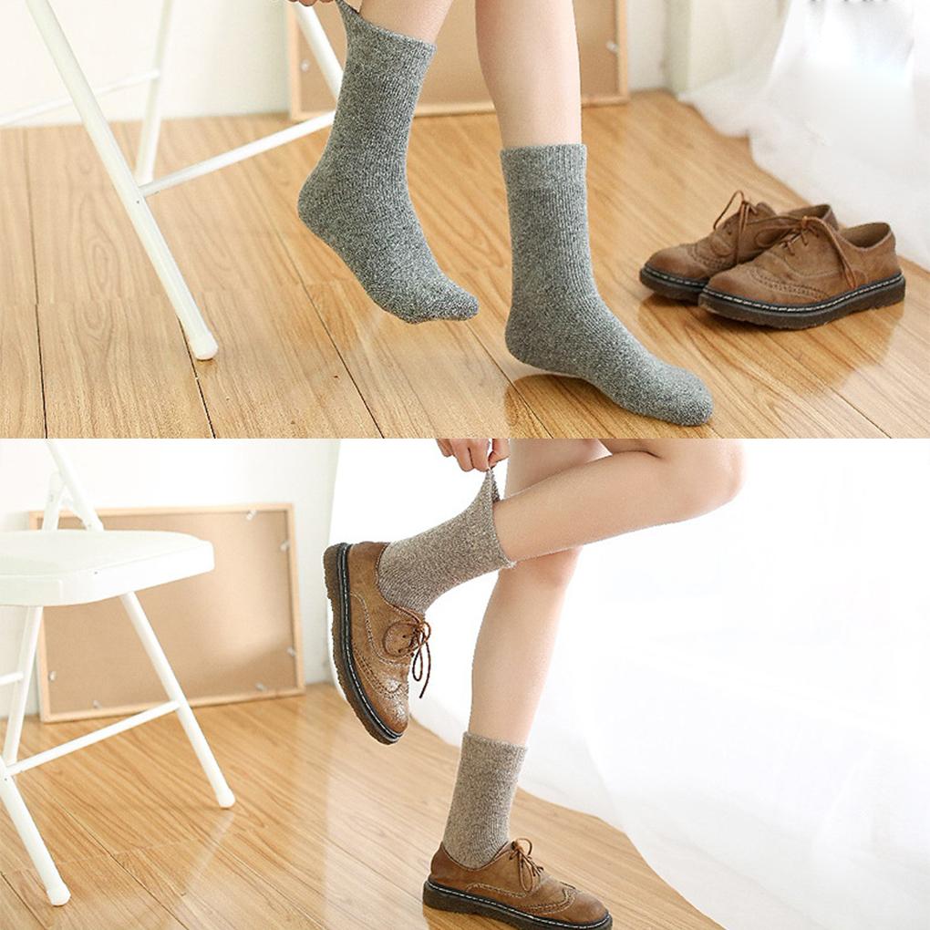 1 Pair Winter Socks Cold Weather Solid Color Thermal Hosiery Foot Warmer Breathable Comfortable Clothing Dressing Footwear