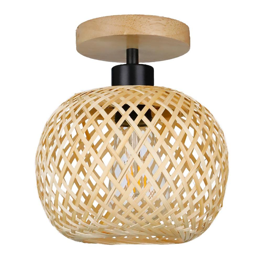1/5/10pcs Bamboo Woven Ceiling Lamp Corridor Aisle Living Room Ceiling Light Retro Lamps Decorative Fixtures Bedroom Corridor