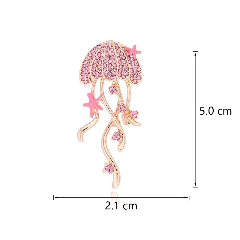 Rhinestone Jellyfish Brooches For Women Unisex Cute Sea Life Pins Office Birthday Party Friend Gifts Trendy Jewelry Accessories