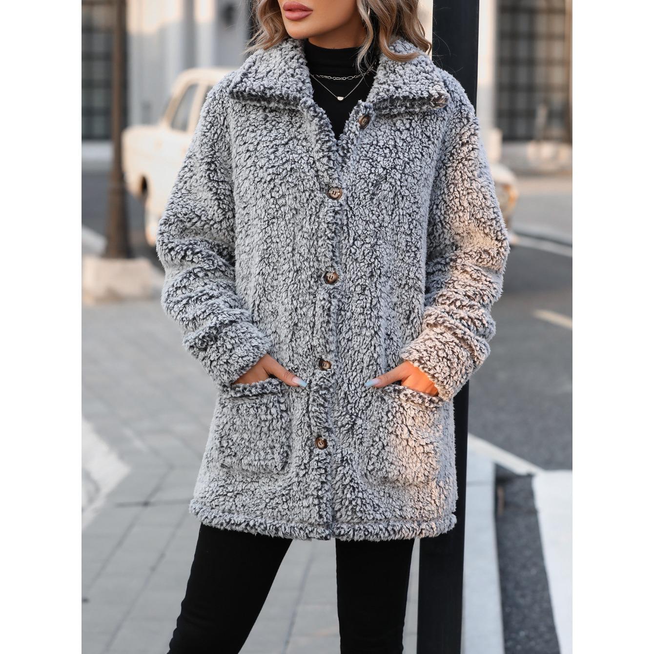 

GMXIA Женские повседневные кардиганы средней длины с лацканами на одной пуговице для осени и зимы XXL чёрный