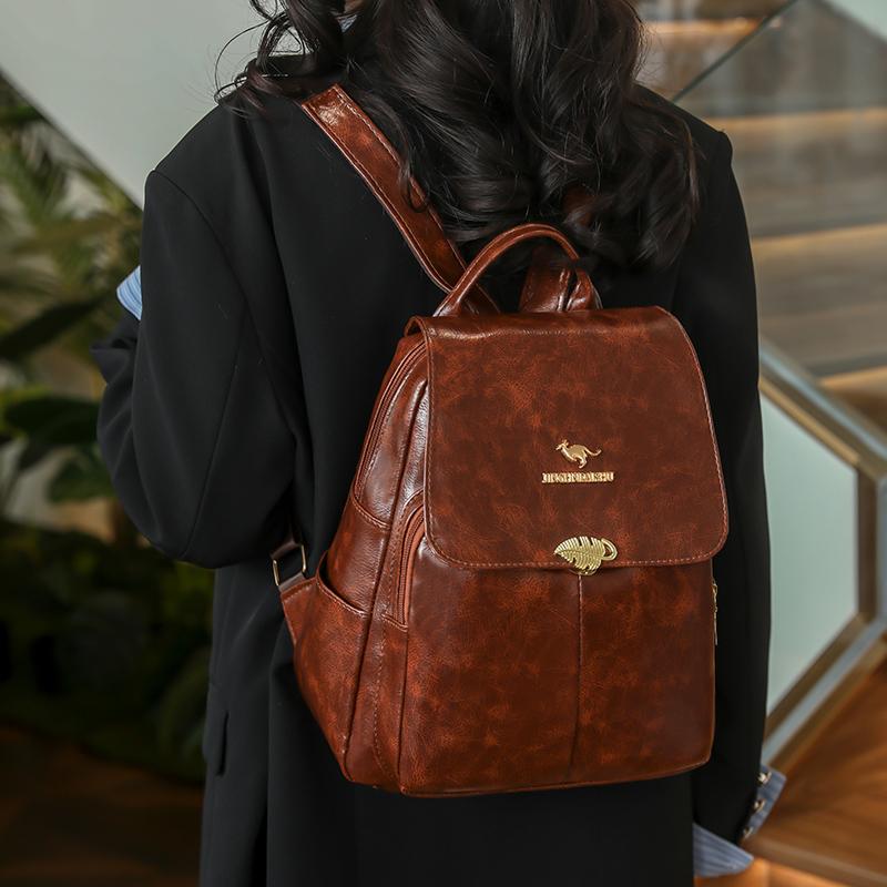 Multi-Purpose Backpack Retro Commuter Women's Large Capacity Solid Color Travel Backpack