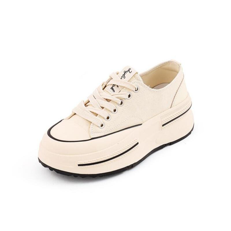 Sneakers Women New Canvas Retro Flats Thick Soled Lace-Up Spring Autumn Lady Handmade Flat Casual Shoes Women