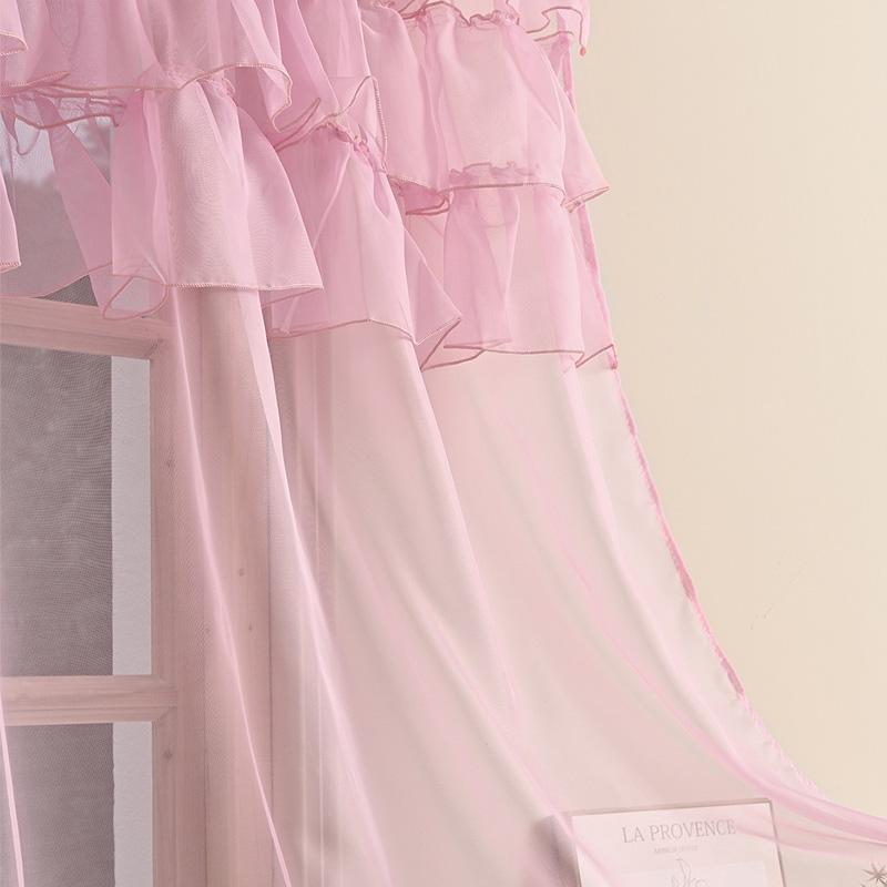 1PC Home Decor Bedroom Door Sheer Curtains French Window Curtain Rococo Rod Pocket Design for Living Room 3-Bar Ruffled
