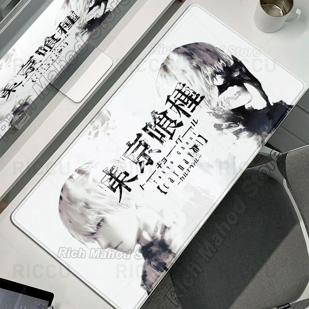 Black White Anime Desk Mat Tokyo Ghoul Mousepad Kaneki Ken Computer Gamer Non-slip Mouse Pad HD XXL PC Keyboard Desk Pad Playpad