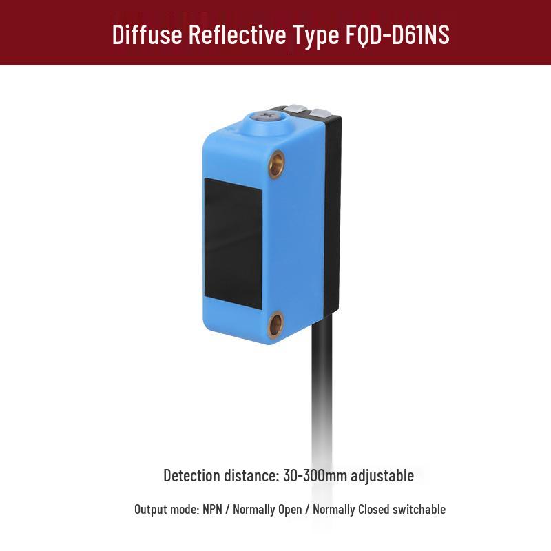 Square Long-Distance Background Suppression NPN Photoelectric Sensor, Through-Beam & Diffuse Reflection.