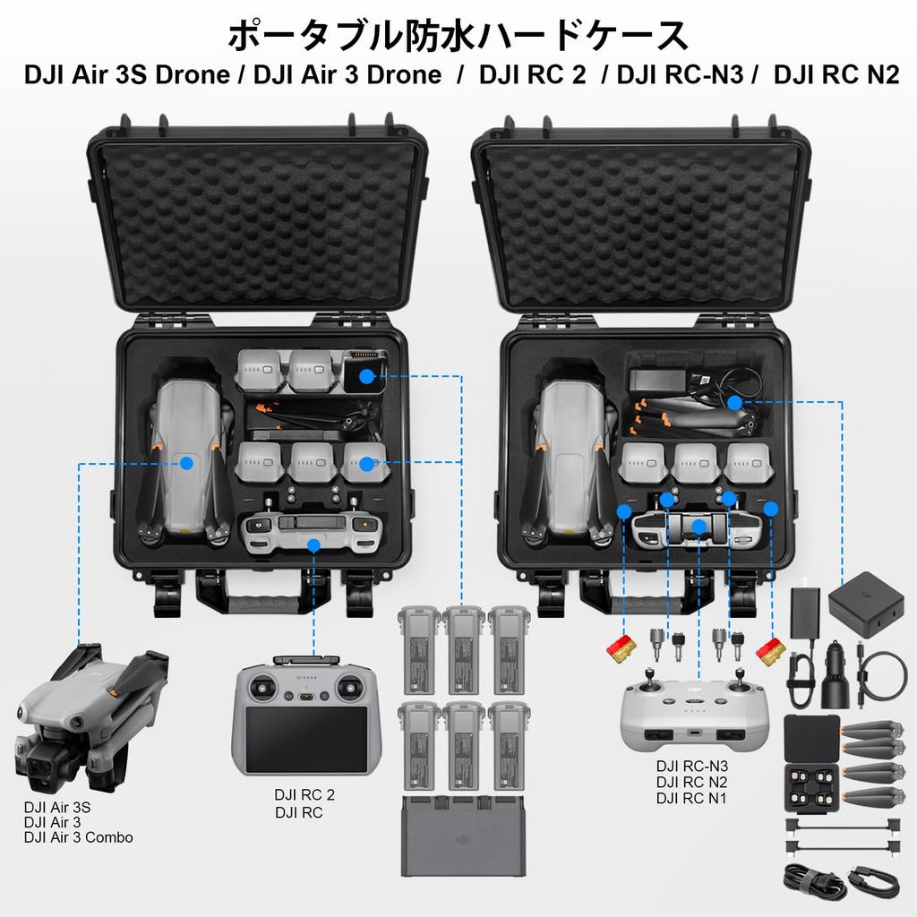 Lekufee DJI Air 3SDJI Air 3 Waterproof Hard Carrying Case - Compatible with DJI Air 3SDJI Air 3 Fly More Combo, DJI RC 2, DJI RC N3N2 Remote