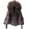 Winter Large Real Fur Hooded Puffer Jacket Women Thicken Warm Knitted Sleeve Coat White Duck Down Mid Long Parka