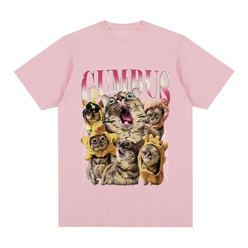 GUMBUS Funny Cat Meme Graphic TShirt Unisex Women Fashion Harajuku Short Sleeve T Shirt Vintage Oversized High Quality Cotton Tees