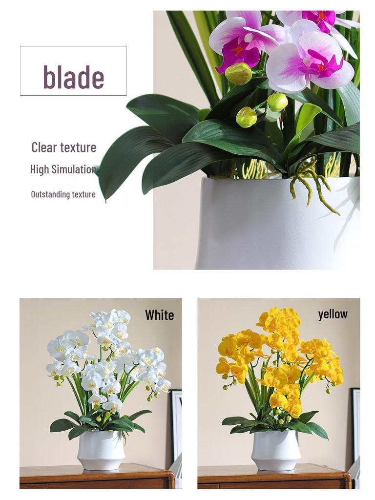Haptik-PU Phalaenopsis Künstliches Blumengesteck für Wohnzimmer TV-Schrank Deko