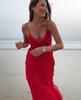 2023 Spring/Summer Backless Spaghetti Strap U-Neck Off-Shoulder Wavy Bodycon Side Slit Maxi Dress