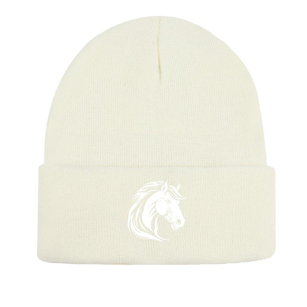 White Wolf Winter Knitted Cap Beanie, Animal Skull Cap Elastic Stretchy Headwear Headwear Knit Hat Beanie