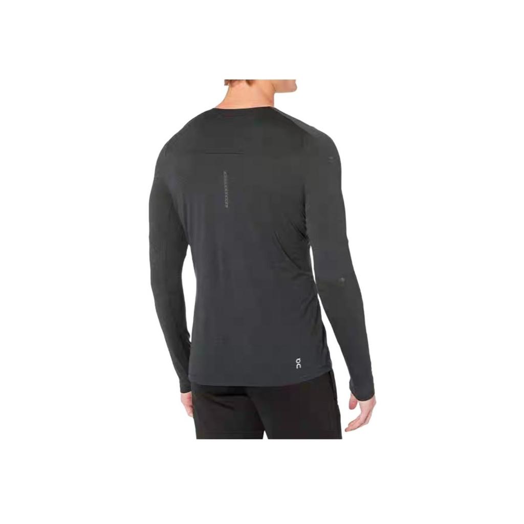 On Performance Mens Running Series Raglan Sleeve Breathable Quick-Dry Crew Neck Lg Sleeve T-Shirt Men Tops Black 113.00121