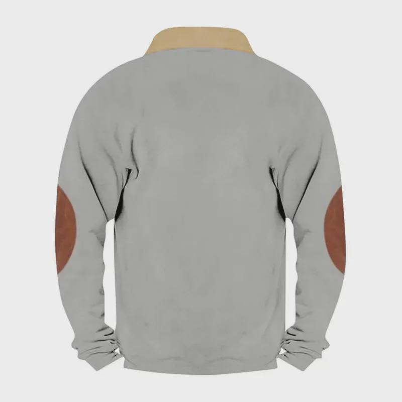 Men's Retro Embroidered Half-Open Cardigan Sweatshirt with European and American Style