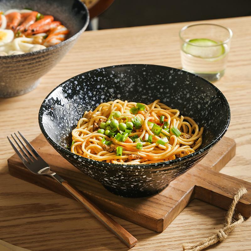 Japanese-style Ceramic Kiln Glaze Retro Hat Lamian Noodles Bowl Large-capacity Soup Bowl Suitable for Sushi Shop.
