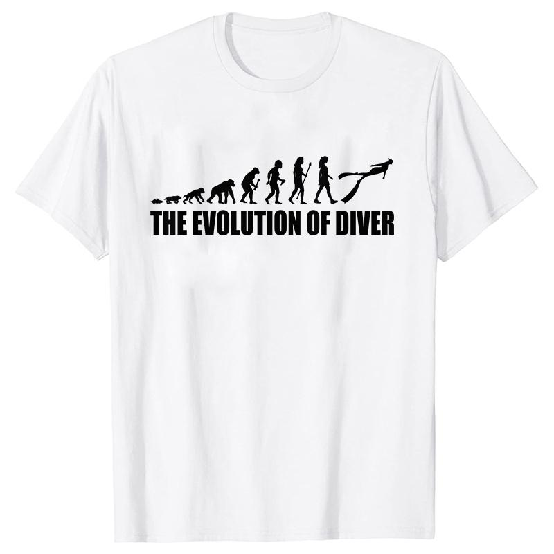 Funny Evolution of Diving Women T-Shirt Short Sleeve O-Neck Tees Fashion Scuba Diver Girl Tops Casual Summer Female Clothing