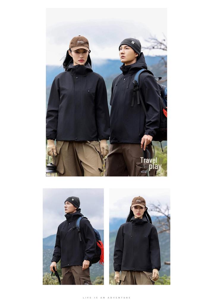 Three-in-One Windproof & Waterproof Outdoor Jacket - Anti-Static, Wear-Resistant, Casual Autumn/Winter Workwear with Custom Logo.