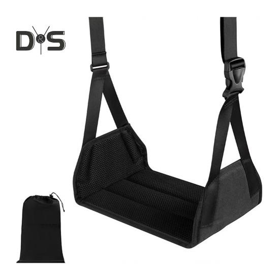 

Гамак для ног в самолете с удлиненным регулировочным ремнем, грузоподъемность 40 кг, переносной настольный гамак для ног, дорожный аксессуар чёрный