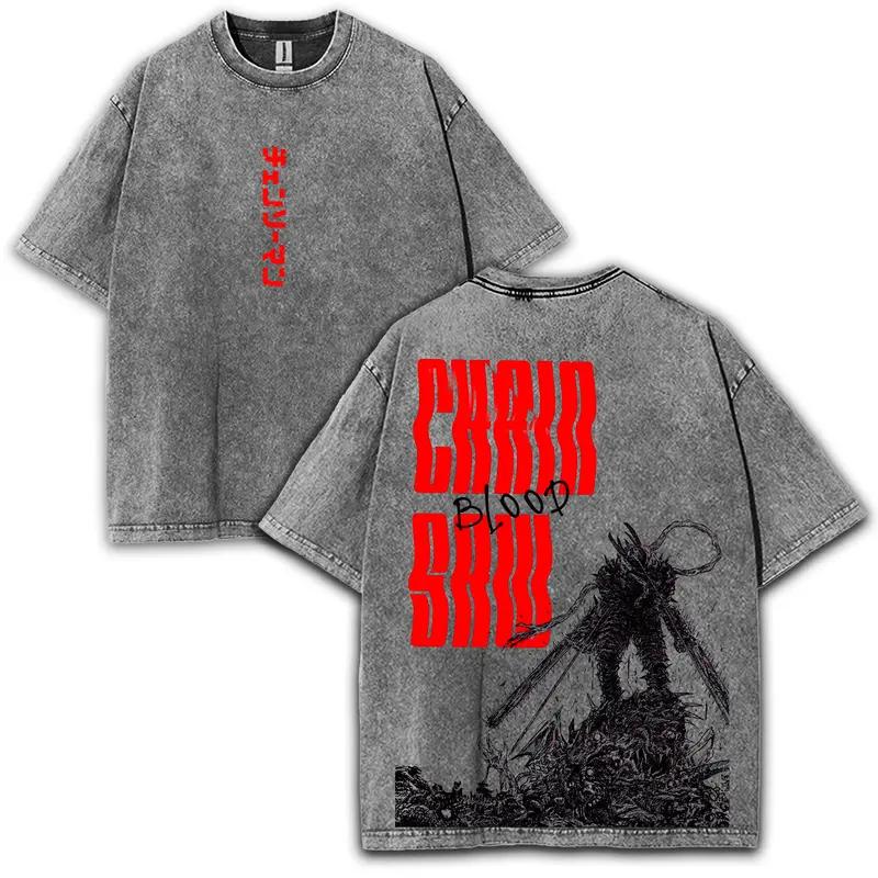 

Manga Denji Graphic T-shirt Manga Chainsaw Man Vintage Washed Oversized T Shirt Men Women Clothing Cotton Short Sleeve Tees XXL чорний