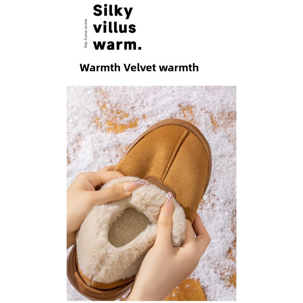 Plush Shoes for Women In Autumn and Winter, Thick Soled Bags, Cotton Shoes with Plush Insulation for Indoor and Outdoor Wear, Cotton Slippers