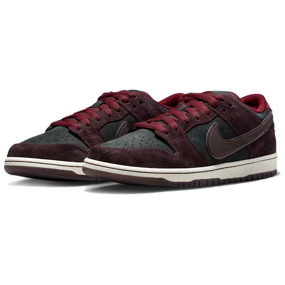 RIOT Skateshop x Nike Dunk Low Pro SB QS Mahogany Koyu Pancar Rengi Erkek Spor Ayakkabıları Kırmızı Takım Kırmızısı Yel FZ1289-200