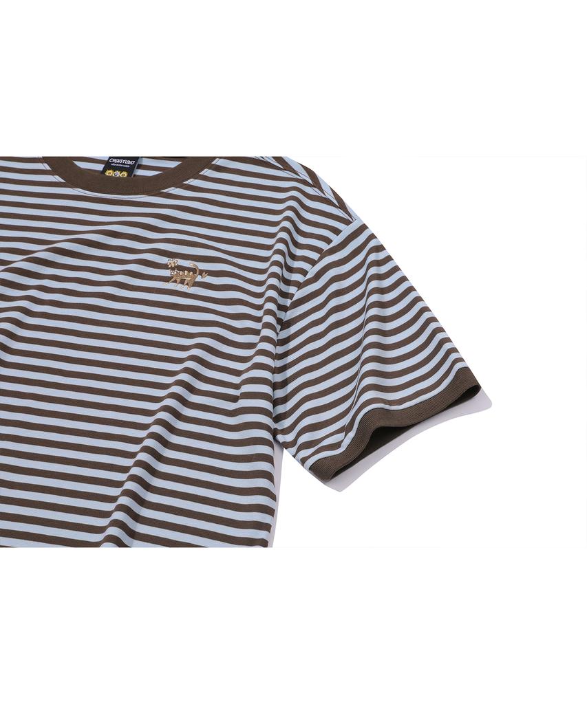 CPGN STUDIO Katze Streifen Ringer Tee Braun