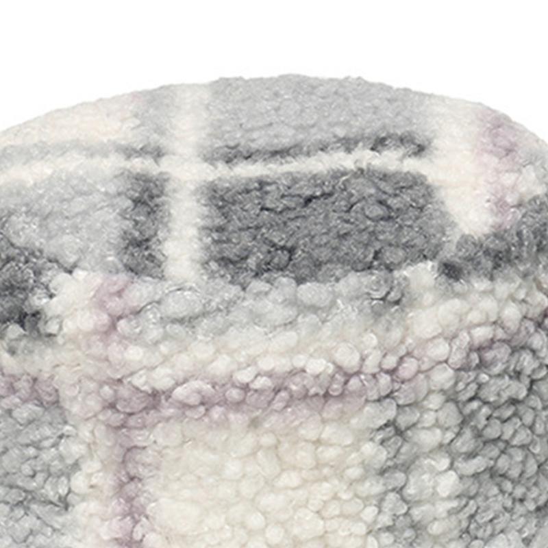 Color Patch Lattice Plush Basin Hat Small for Fresh Grid Fisherman Hat Plush Outdoor Trend Casual Autumn Winter All-matc