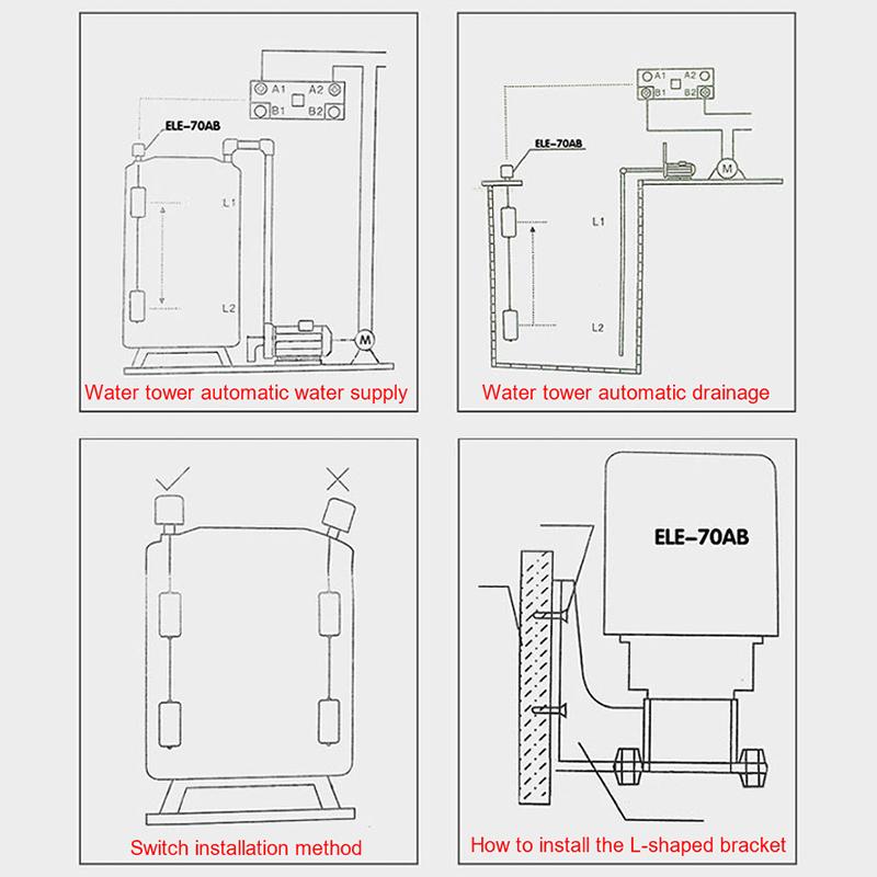 Comutator cu flotor complet automat Controler de nivel lichid Nivel apă Pompă de apă Pomparea apei Turn de apă Rezervor de apă