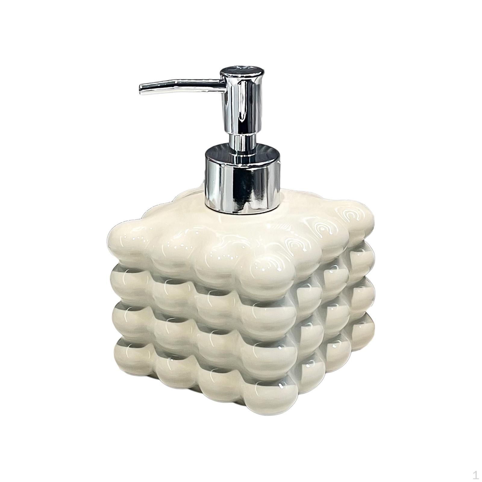 Ceramic Lotion Dispenser for Liquid Soap And Shower Gel, 370ml Capacity bianco